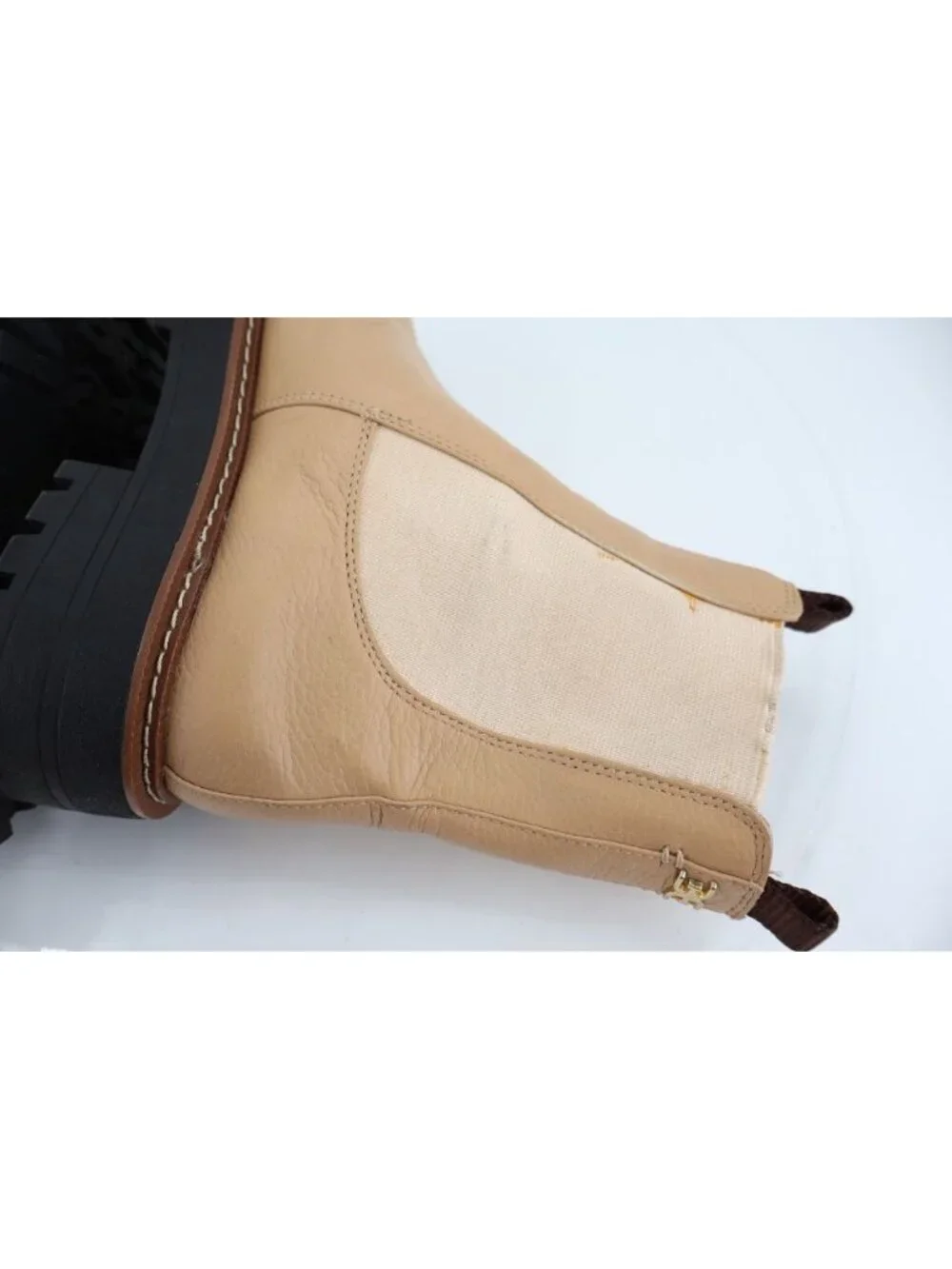 Sam Edelman Boots Laguna Chelsea Womens 6.5 Tan Leather Pull On Lug Sole Chunky